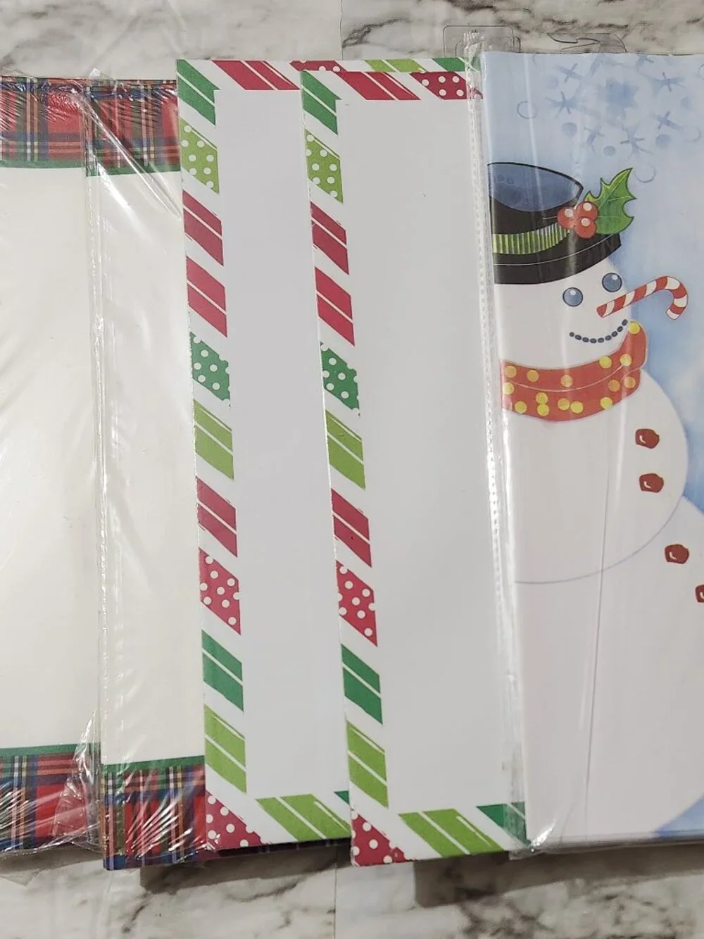 Christmas Themed Stationery 5 Packs Snowman Plaid Stripes Red Green Blue White